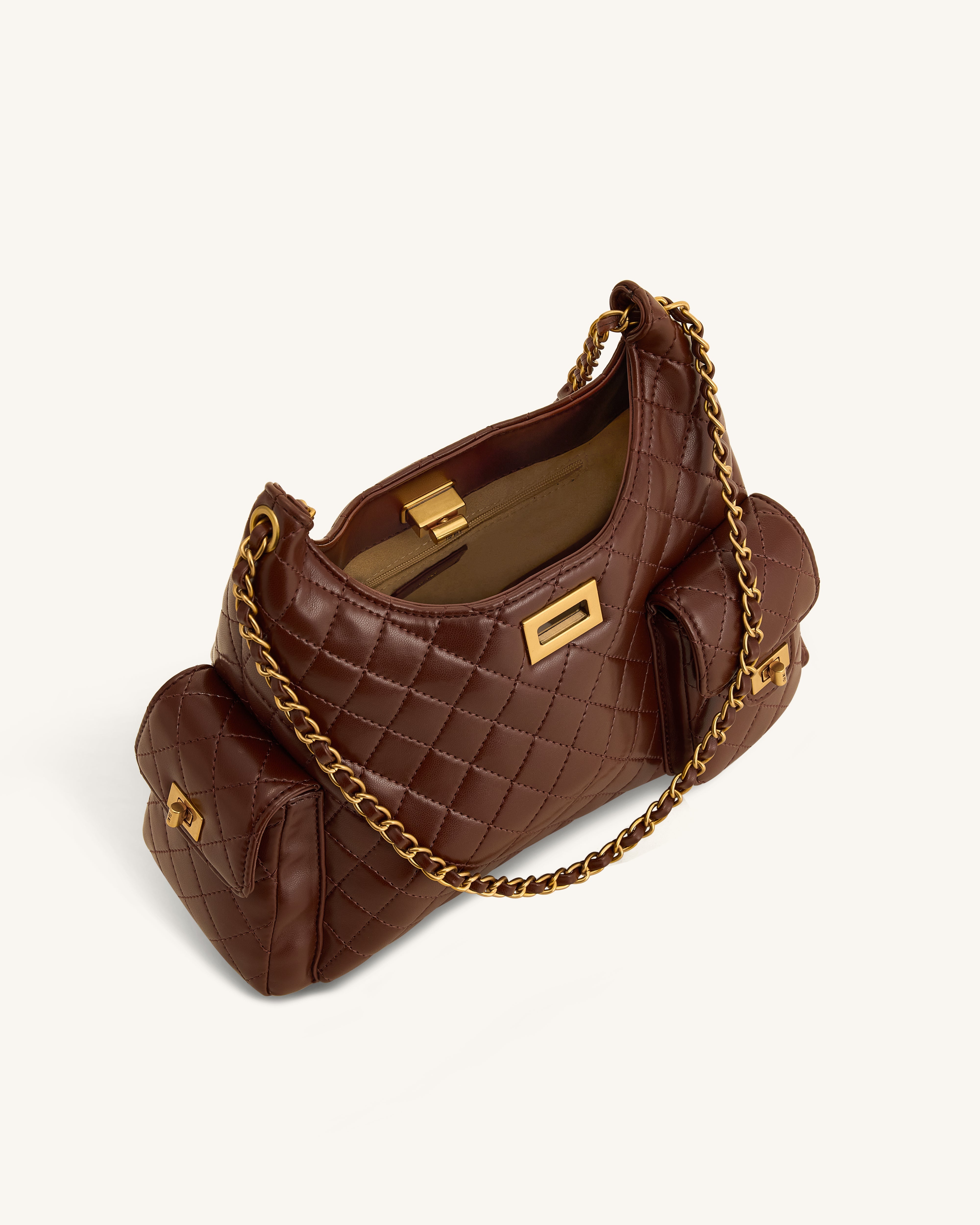Vivian Quilted Chain Shoulder Bag - Black