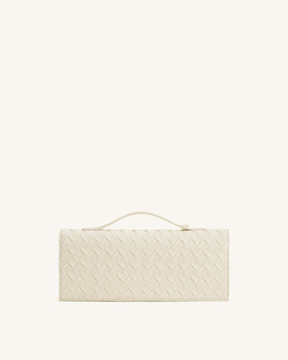 Celeste Woven Textured Envelope Top Handle Bag - Ivory