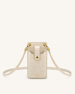 Quinn Phone Bag - Black Grained Vegan Leather