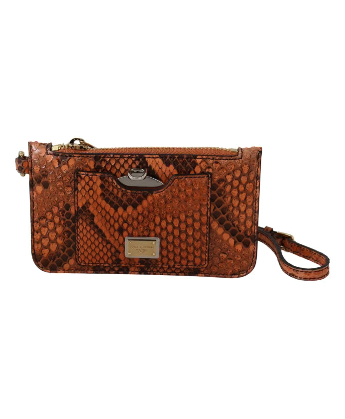 Python Patterned Leather Wristlet Wallet