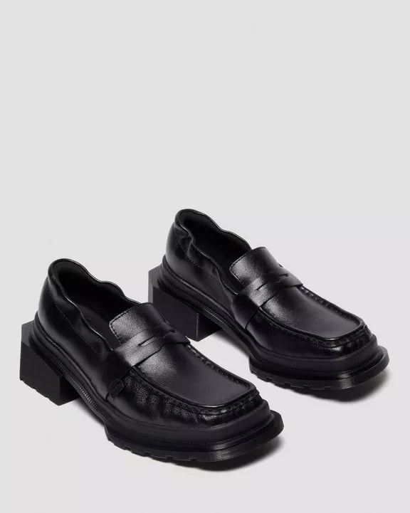 MAYBOLE SQUARE TOE RUCHED LEATHER LOAFERS