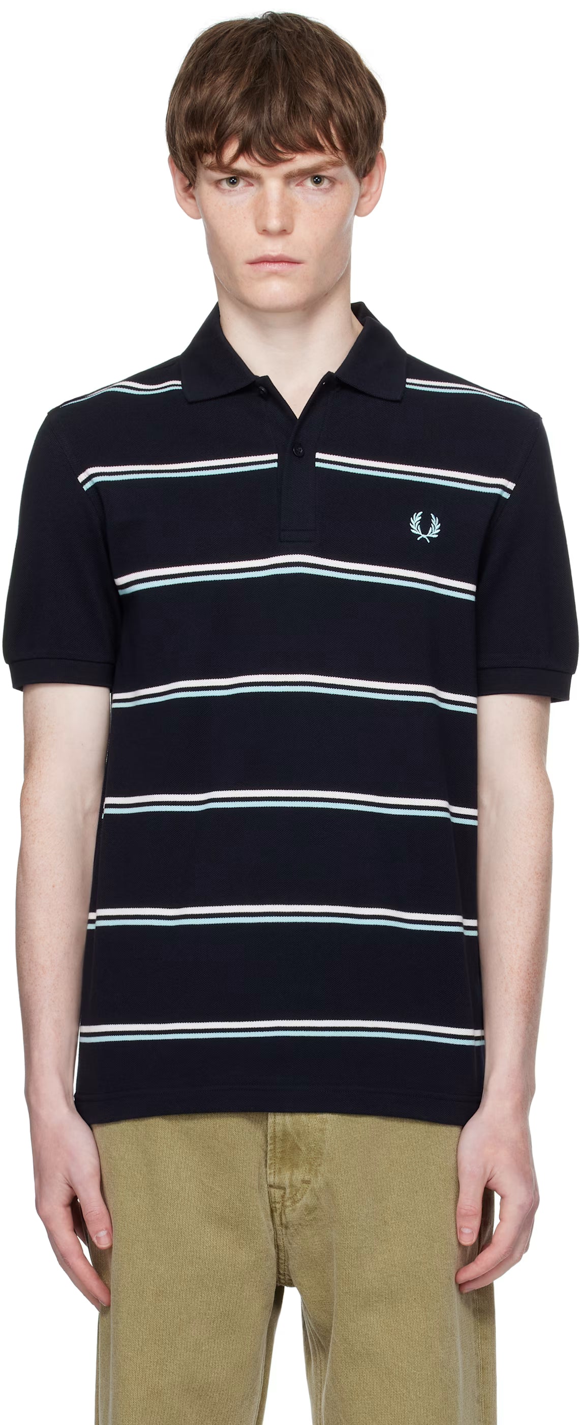 Navy Striped Polo