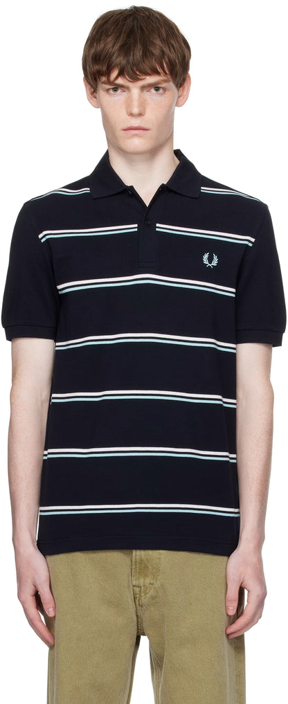 Navy Striped Polo