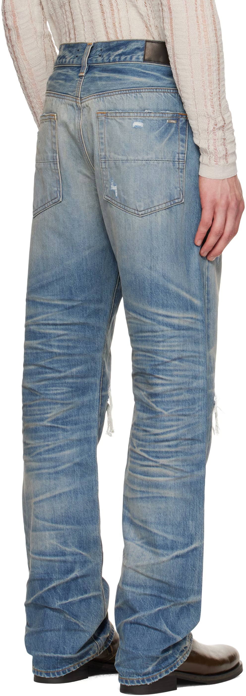 Blue Pleated Denim Straight MX1 Jeans
