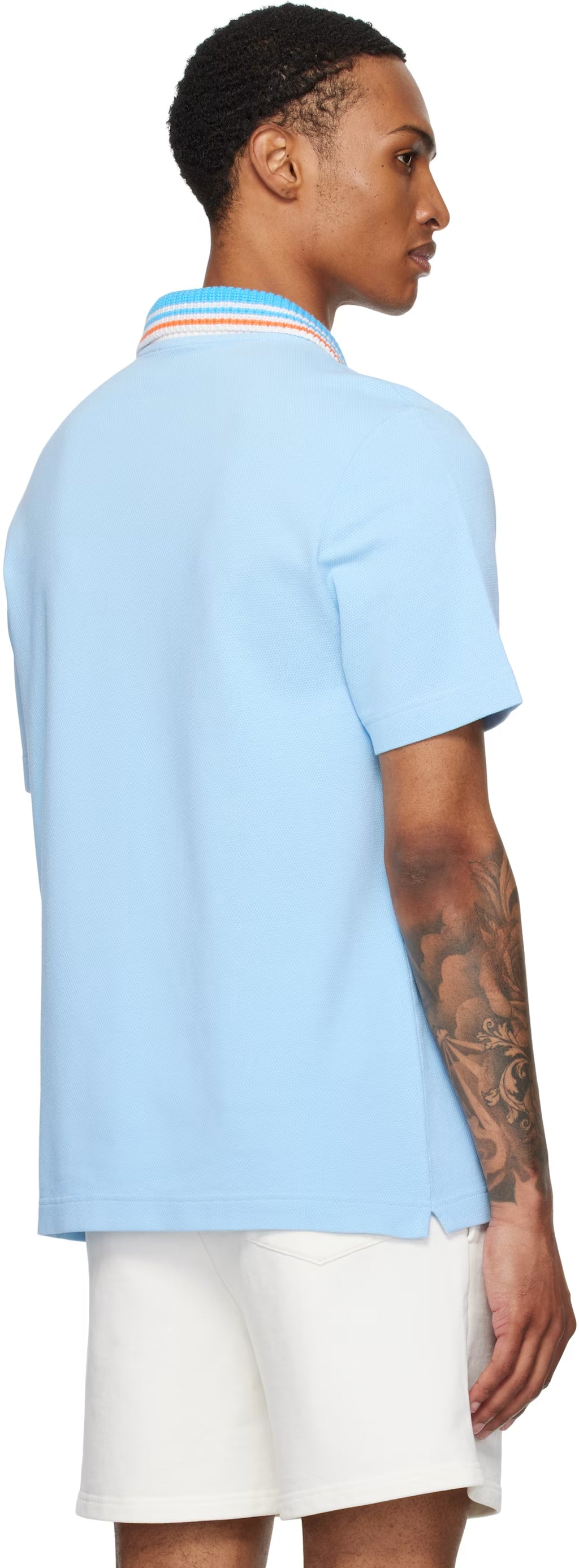 Blue Knit Piqué Short Sleeve Polo