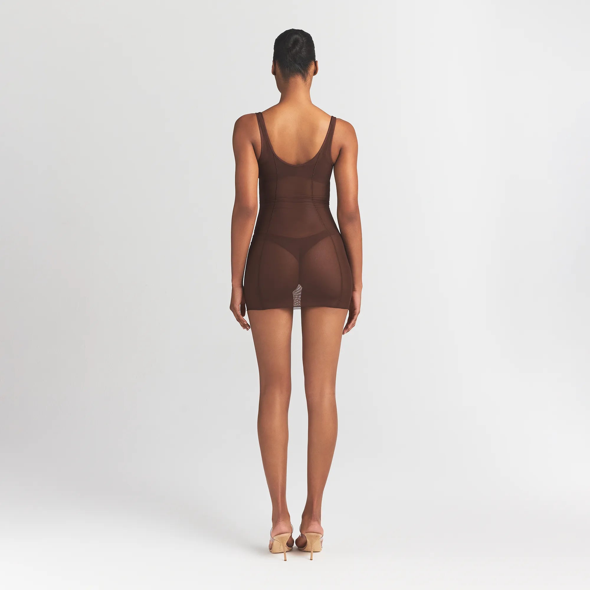 Power Mesh Shapewear Open Bust Slip Dress