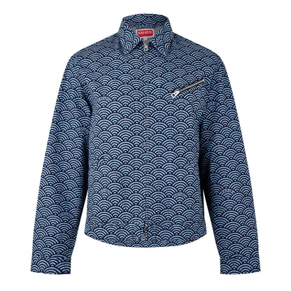 Seigaiha Wave Pattern Structured Denim Jacket