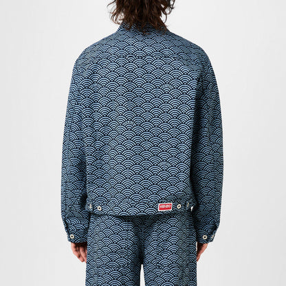 Seigaiha Wave Pattern Structured Denim Jacket