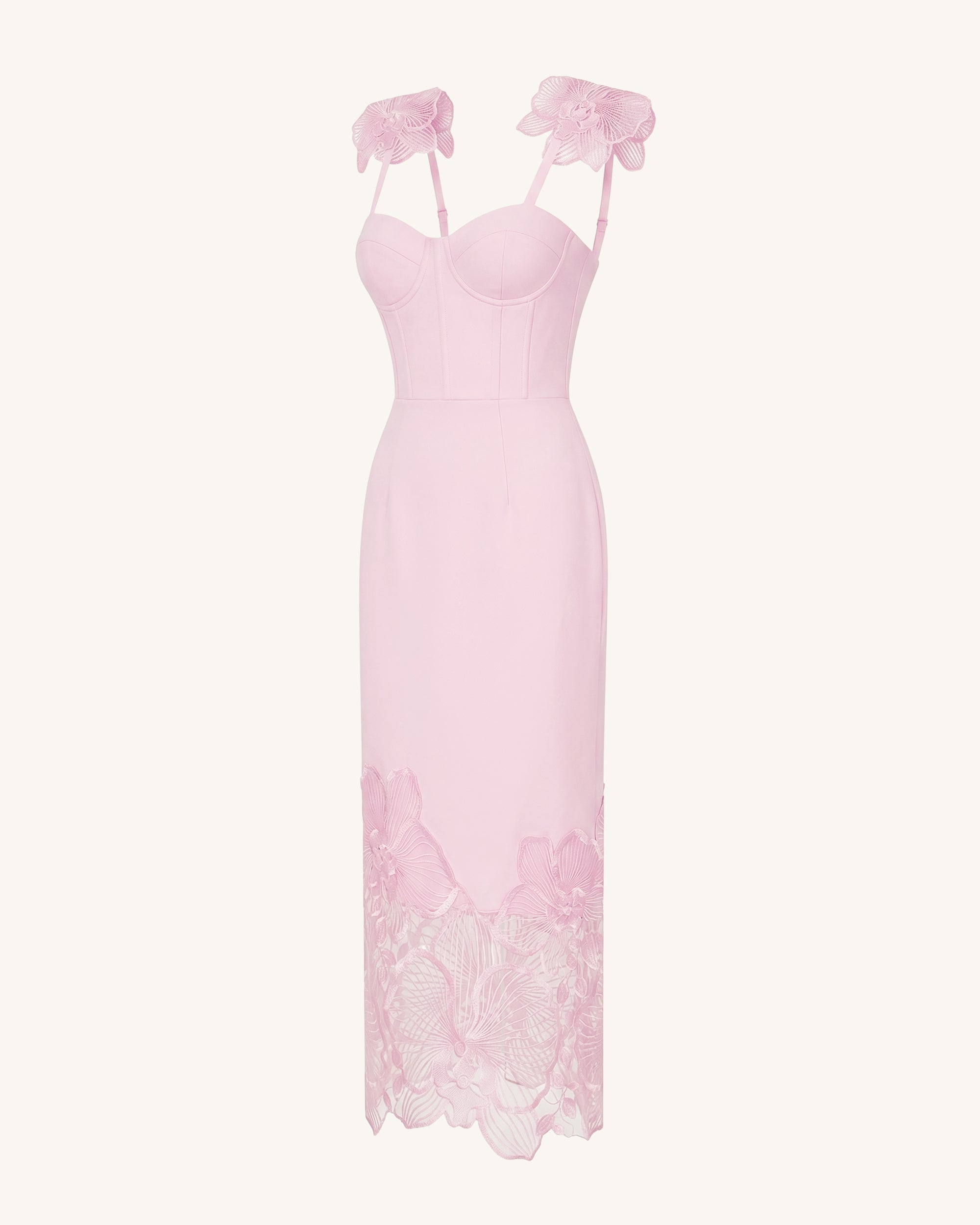 Orchid Embroidered Corset Dress - Dusty Rose