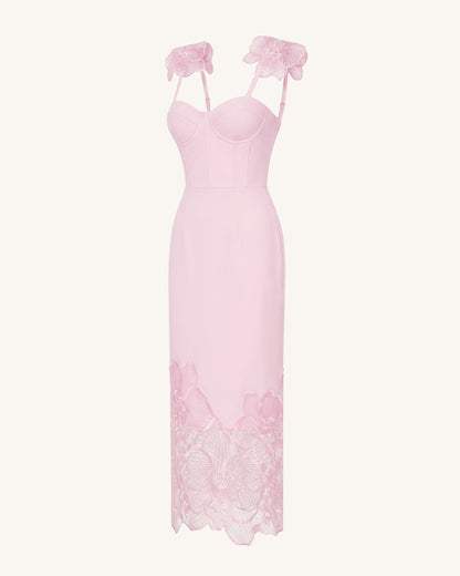 Orchid Embroidered Corset Dress - Dusty Rose
