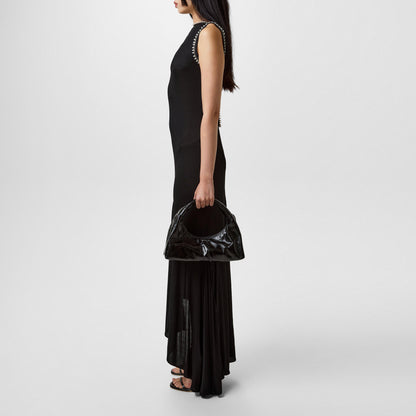Ribbed Semi-Sheer Backless Viscose Maxi Dress