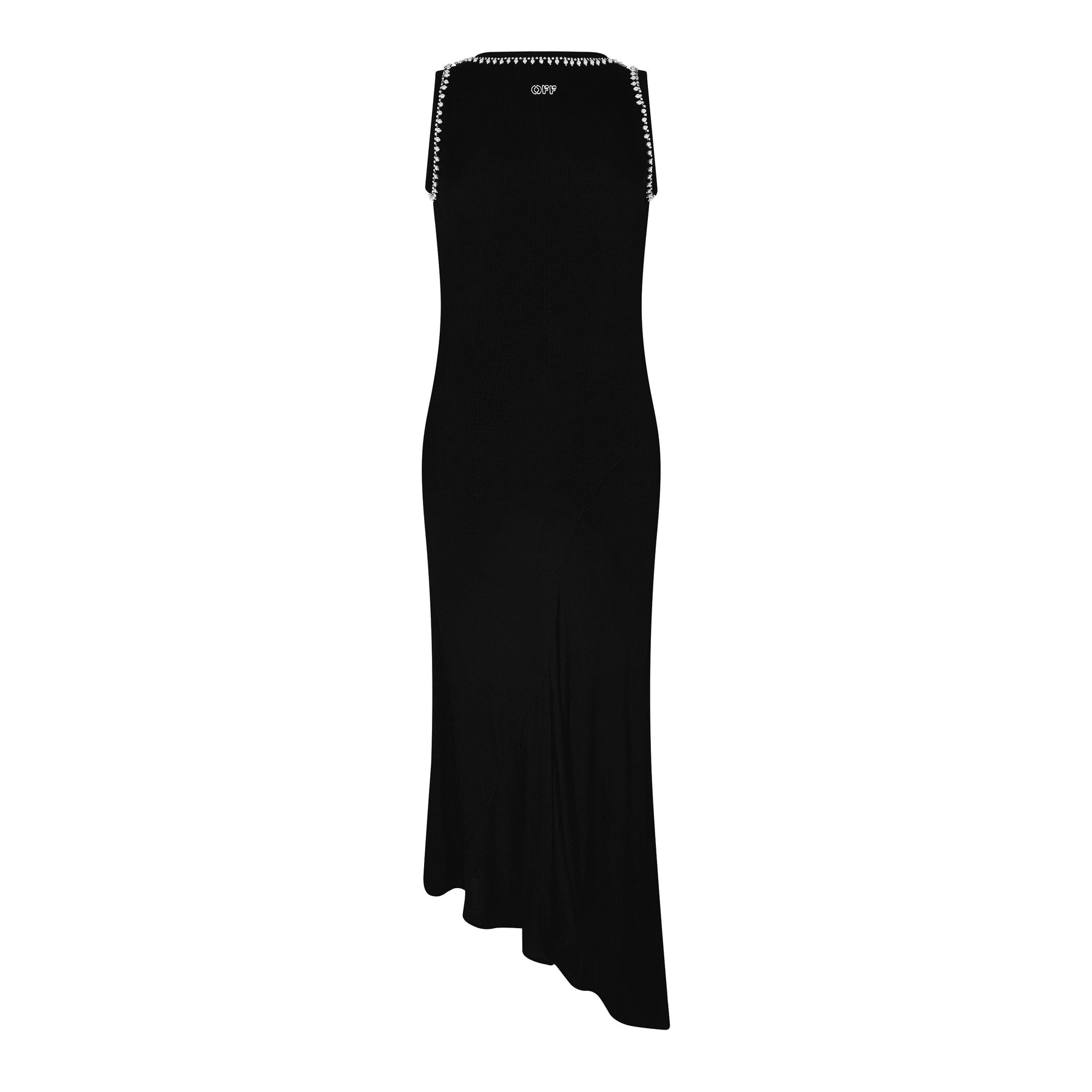 Women's  Ribbed Long Dress with Embroidered Logo & Embellishments