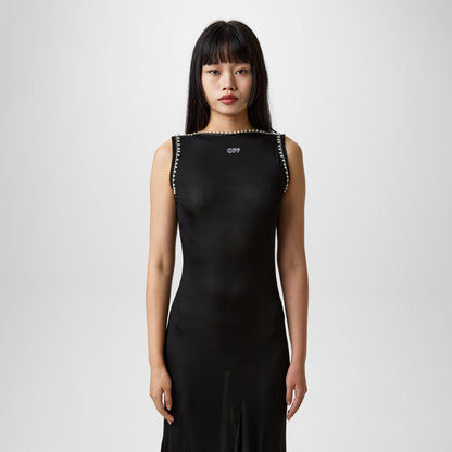 Ribbed Semi-Sheer Backless Viscose Maxi Dress