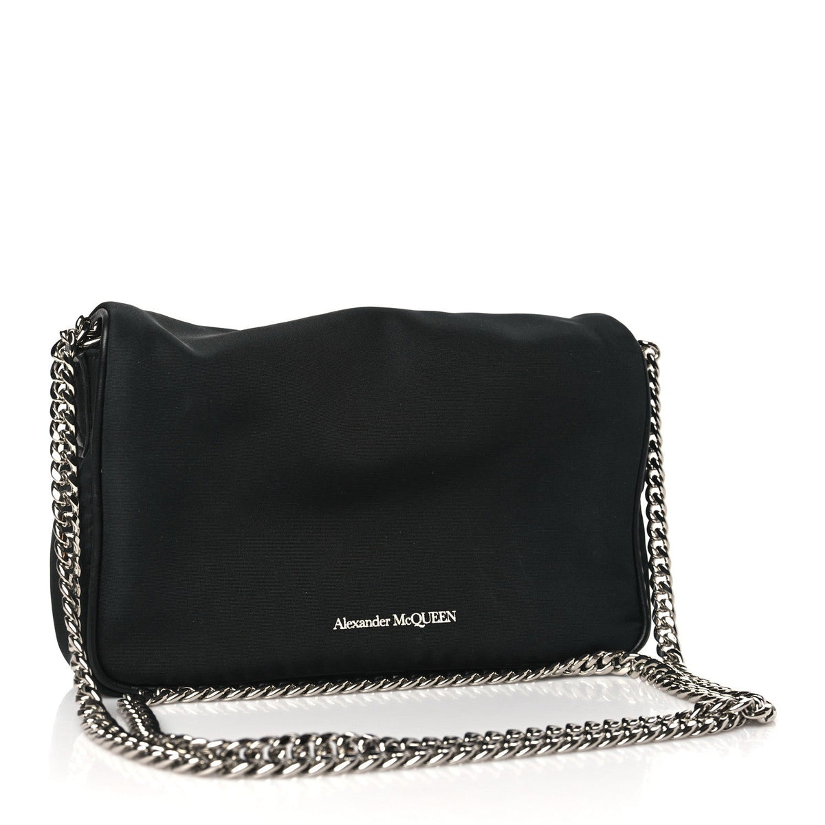 ALEXANDER MCQUEEN Nylon Graffiti Skull Small Crossbody Bag Black White