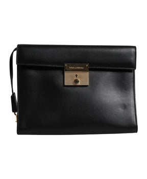 Leather Logo Plaque Briefcase Bag