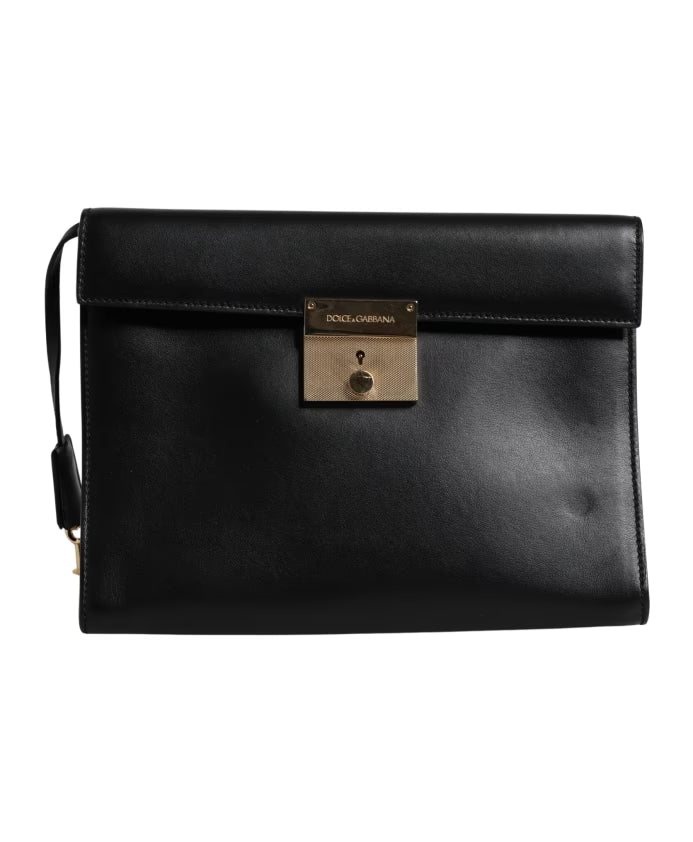 Leather Logo Plaque Briefcase Bag