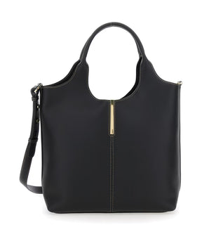 Black Leather Shoulder Bag with Logo