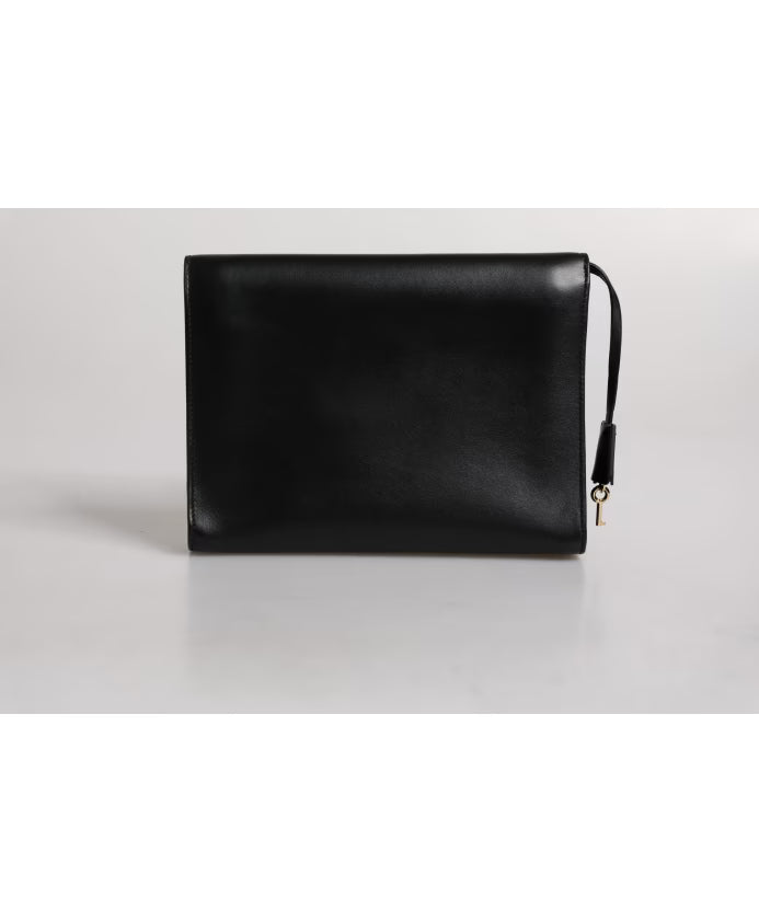 Leather Logo Plaque Briefcase Bag