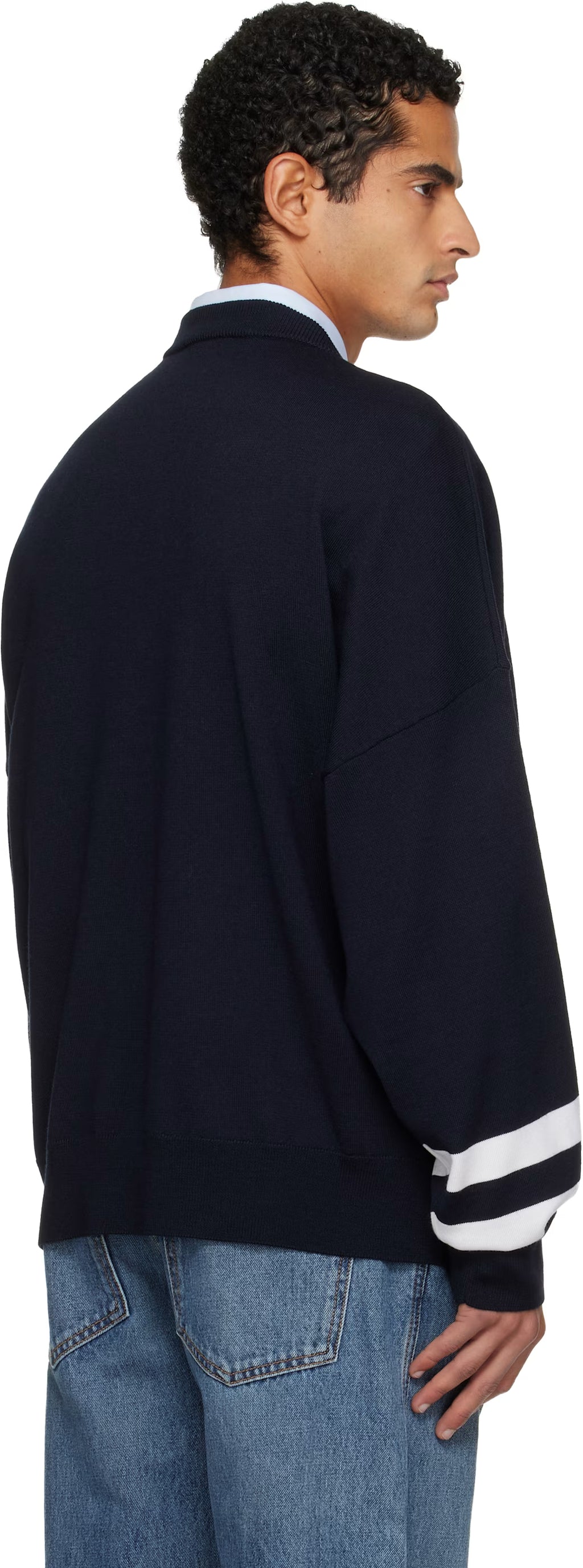 Navy College Emblem Knit Sweater