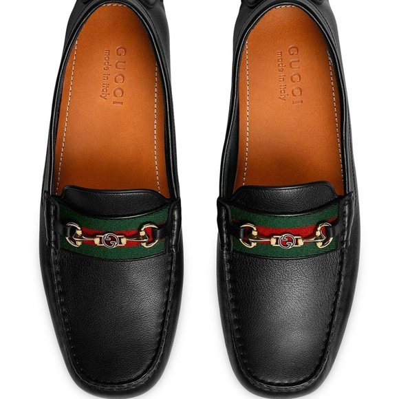 Gucci Web Horsebit Leather Loafers – Black