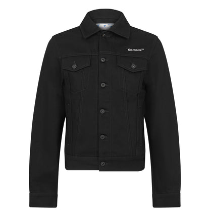 Tab Cotton Long Sleeve Diagonal Print Denim Jacket