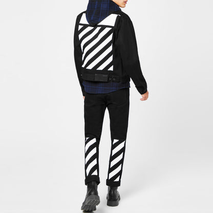Tab Cotton Long Sleeve Diagonal Print Denim Jacket