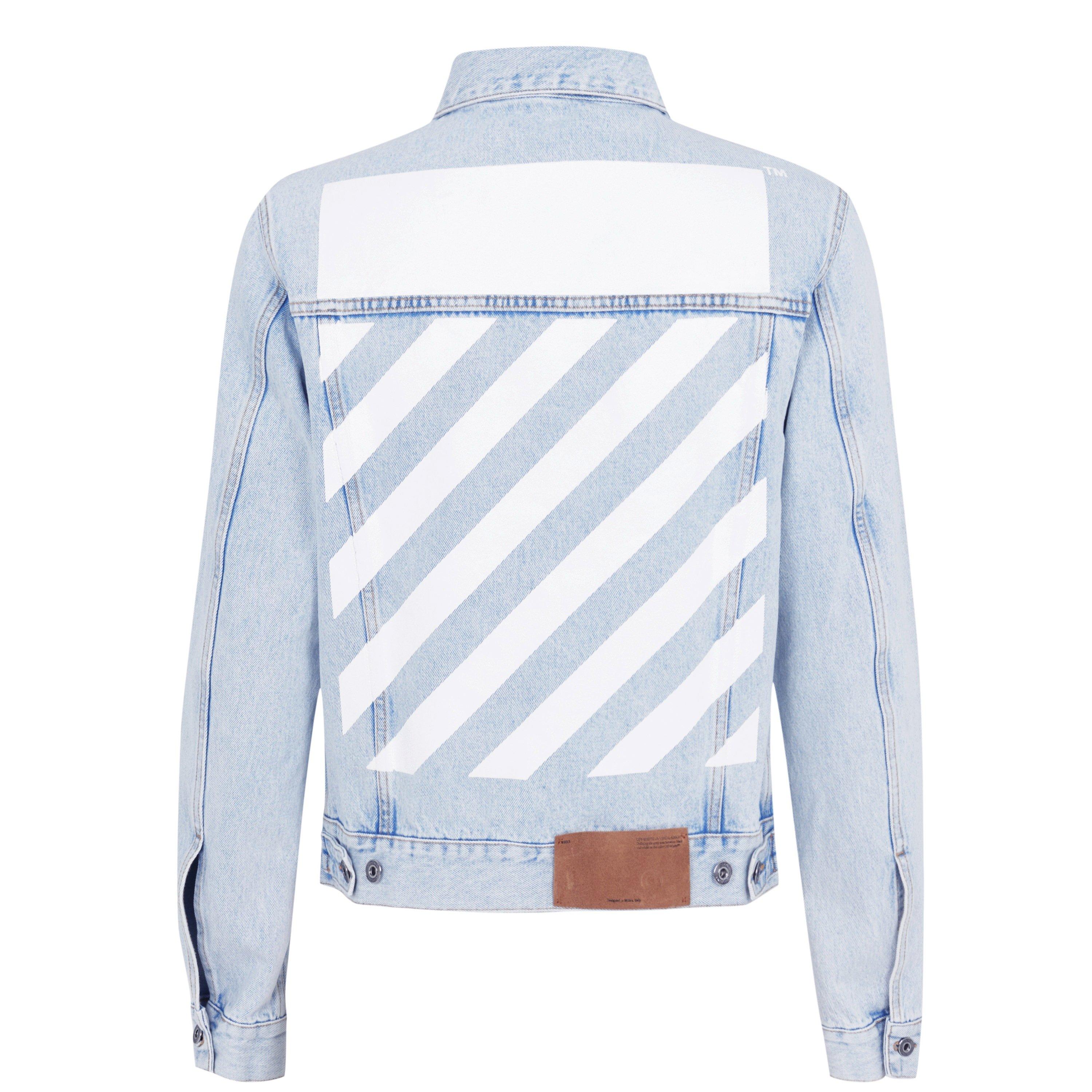 Tab Cotton Long Sleeve Diagonal Print Denim Jacket