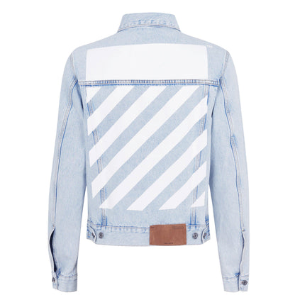 Tab Cotton Long Sleeve Diagonal Print Denim Jacket