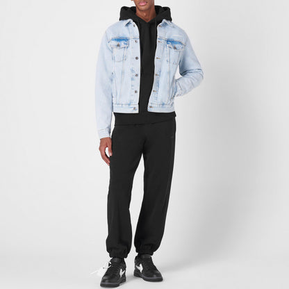 Tab Cotton Long Sleeve Diagonal Print Denim Jacket