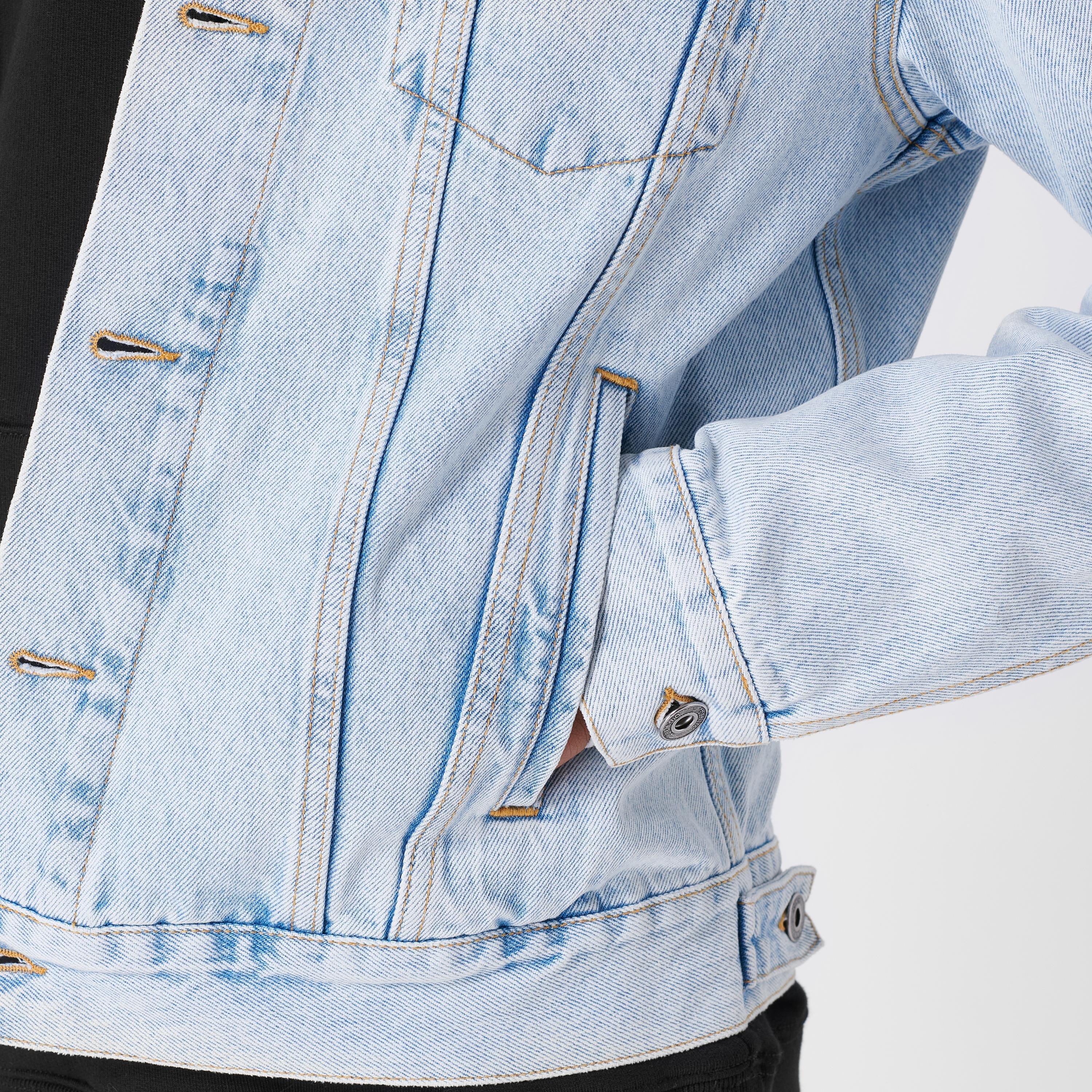 Tab Cotton Long Sleeve Diagonal Print Denim Jacket