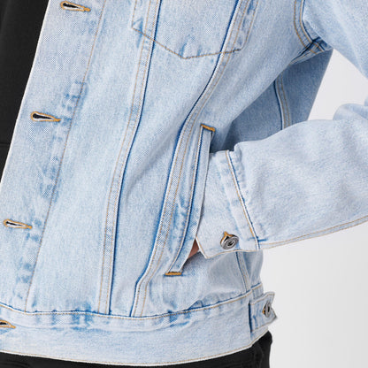 Tab Cotton Long Sleeve Diagonal Print Denim Jacket