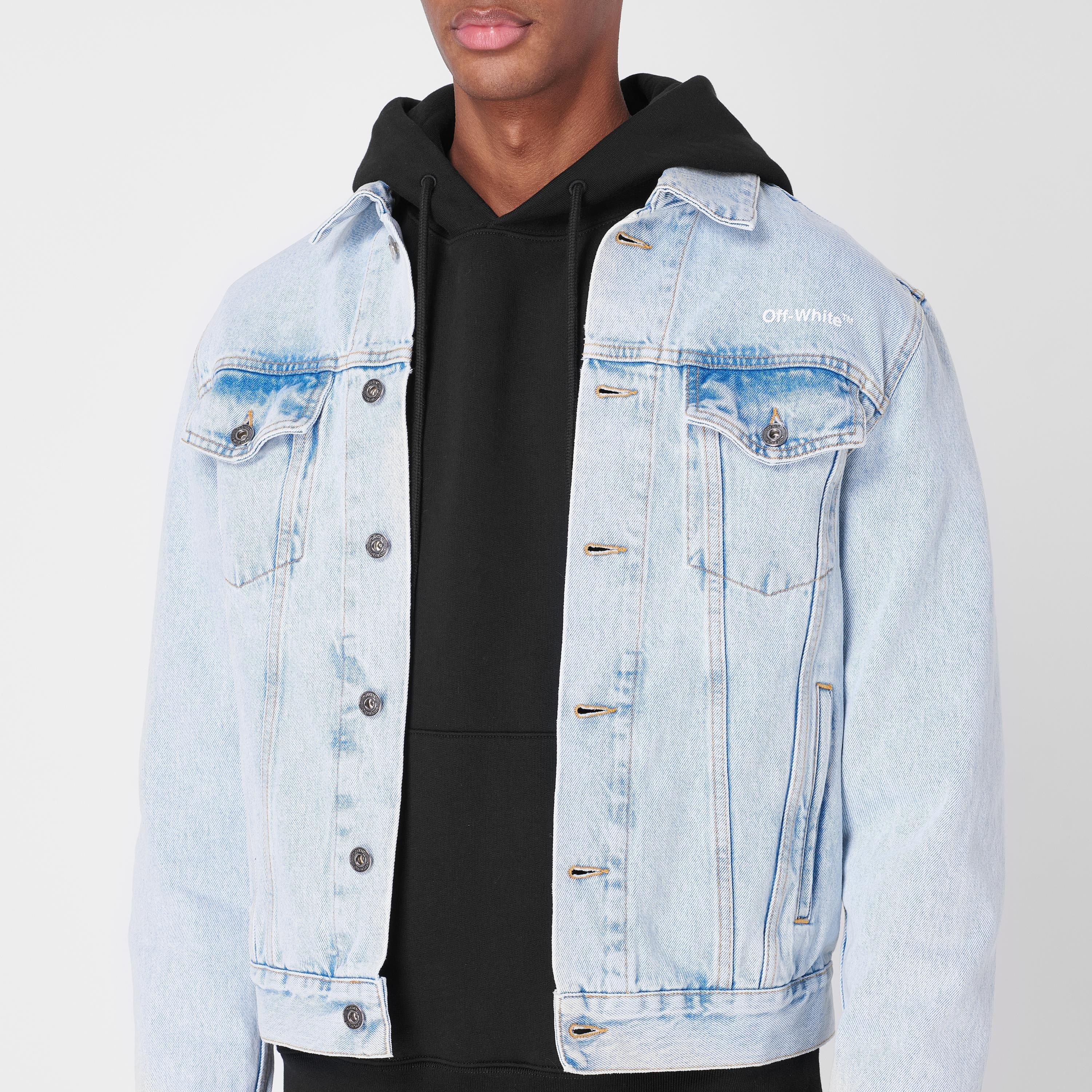 Tab Cotton Long Sleeve Diagonal Print Denim Jacket