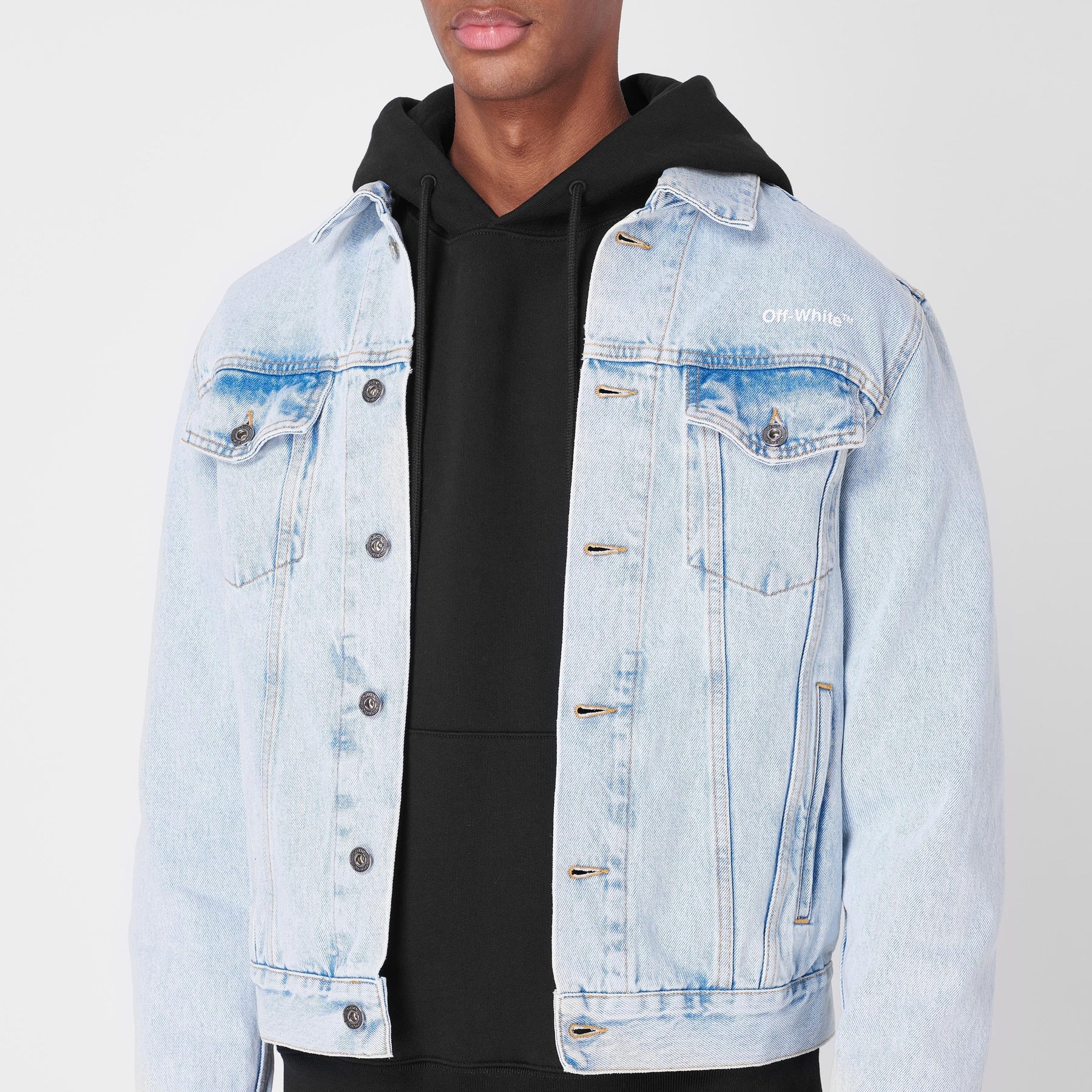 Men's Diagonal Tab Jacket, Large Diagonal Print Denim