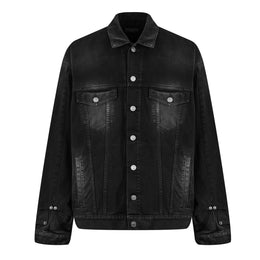 Deconstructed Cotton Long Sleeve Denim Jacket