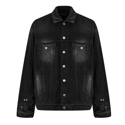 Deconstructed Cotton Long Sleeve Denim Jacket
