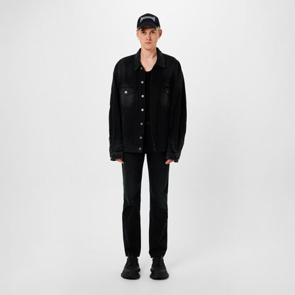Deconstructed Cotton Long Sleeve Denim Jacket