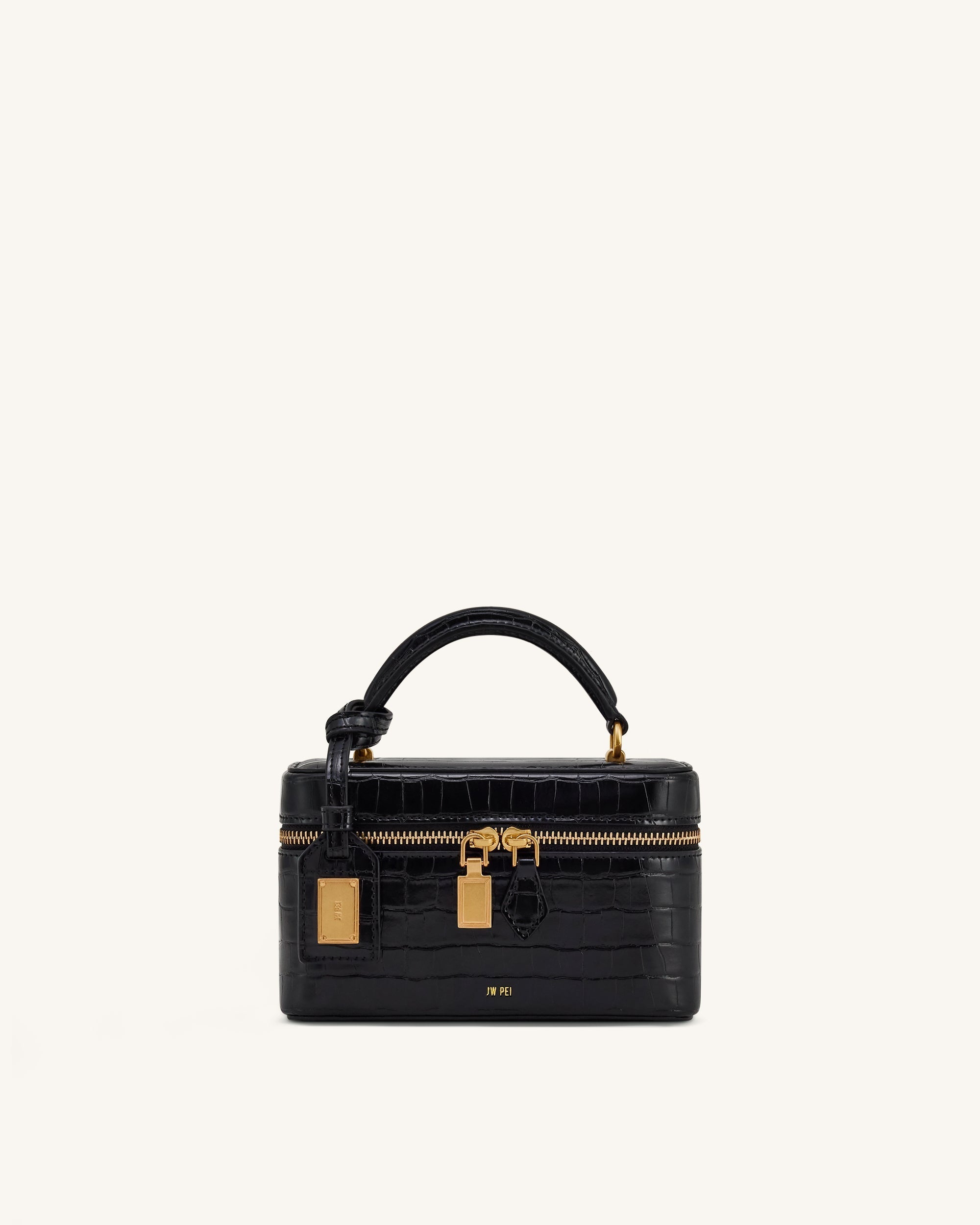 Cleo Box Shape Top Handle Bag - Claret Croc
