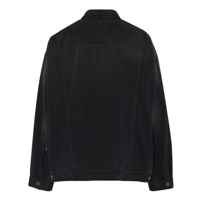 Size Sticker Cotton Long Sleeve Oversized Fit Denim Jacket
