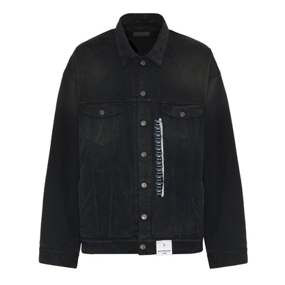Size Sticker Cotton Long Sleeve Oversized Fit Denim Jacket