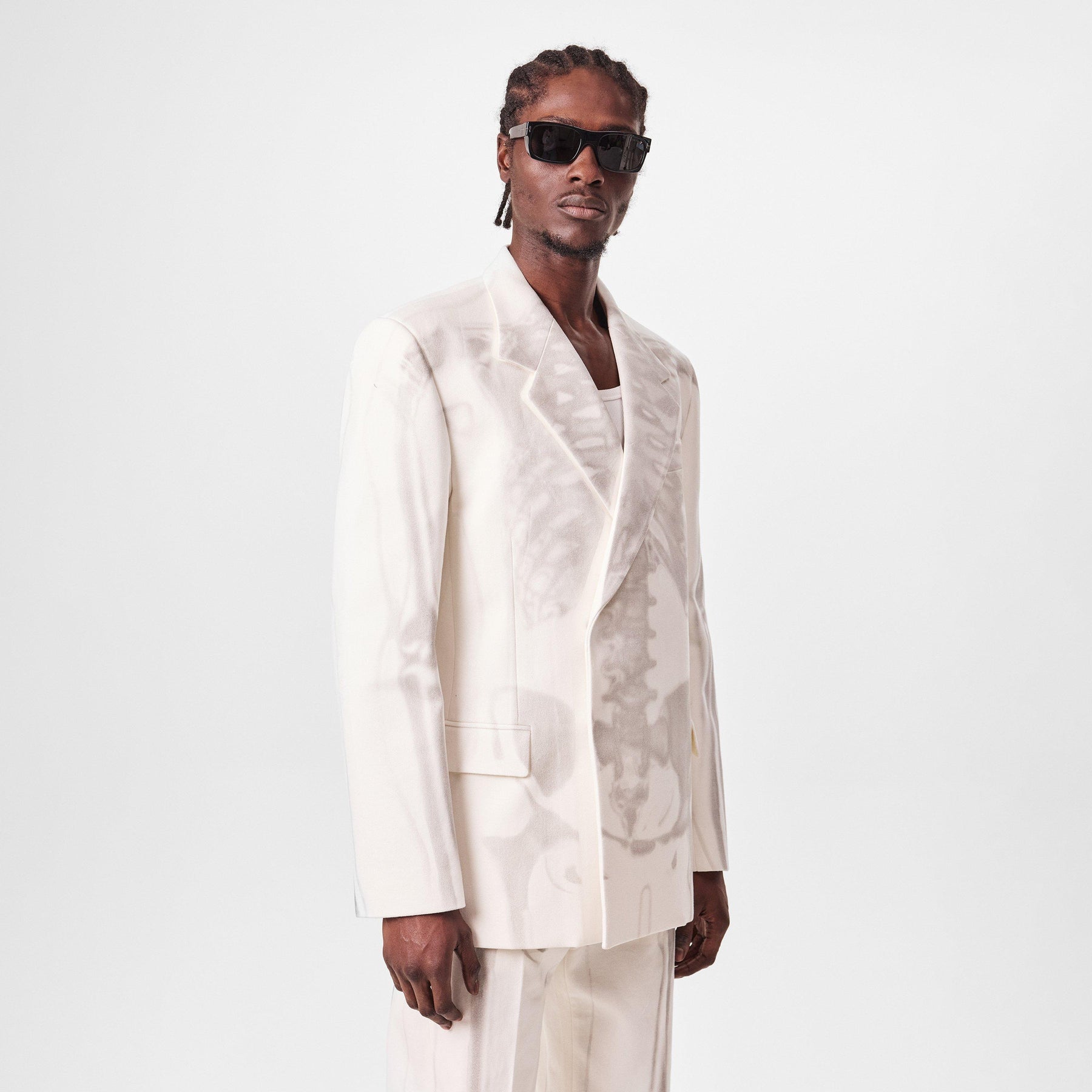 Men's Body Scan Relax Denim Jacket, All-Over Skeleton Graphic