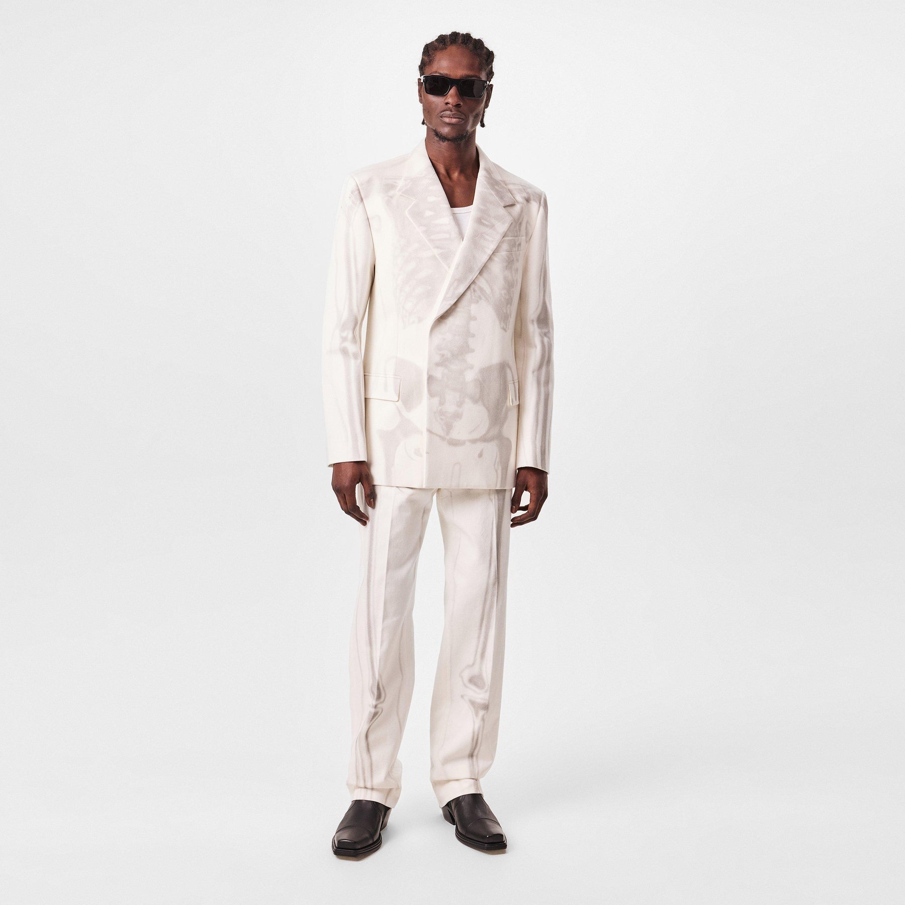 Men's Body Scan Relax Denim Jacket, All-Over Skeleton Graphic