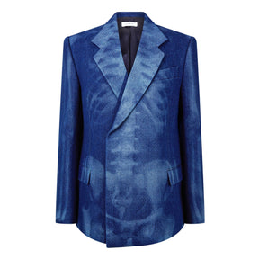Men's Body Scan Relax Denim Jacket, All-Over Skeleton Graphic