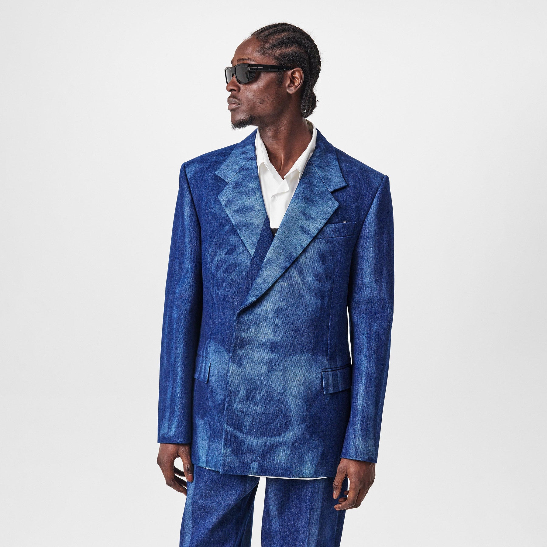 Men's Body Scan Relax Denim Jacket, All-Over Skeleton Graphic