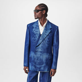 Men's Body Scan Relax Denim Jacket, All-Over Skeleton Graphic