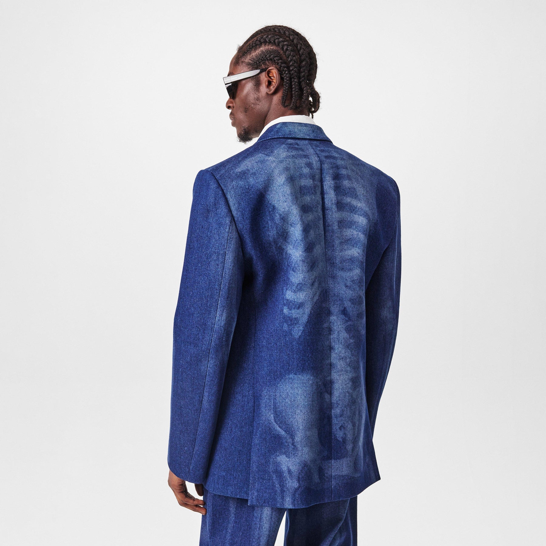 Men's Body Scan Relax Denim Jacket, All-Over Skeleton Graphic