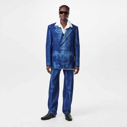 Men's Body Scan Relax Denim Jacket, All-Over Skeleton Graphic