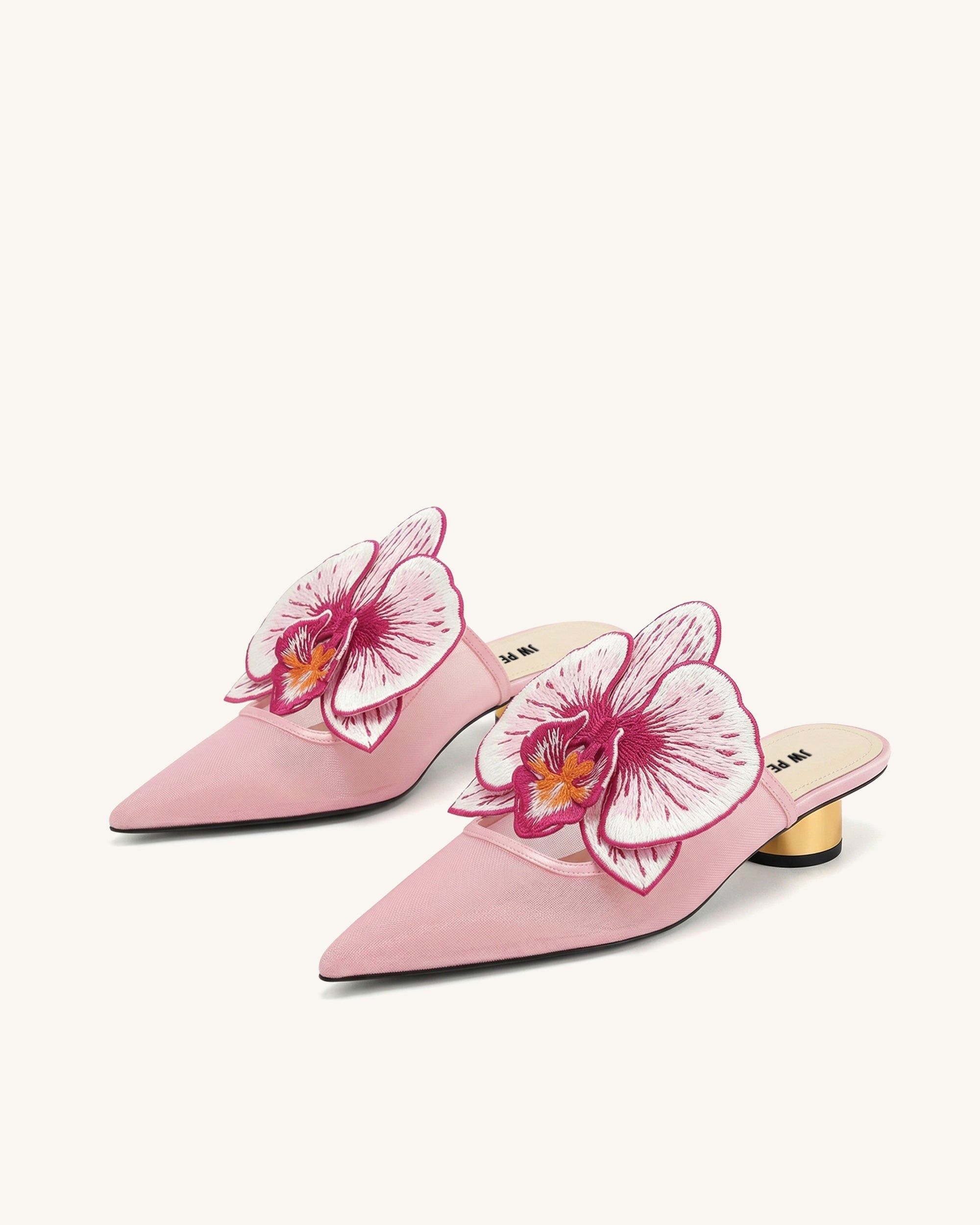Helena Embroidery Decoration Pierced Mules - Purple