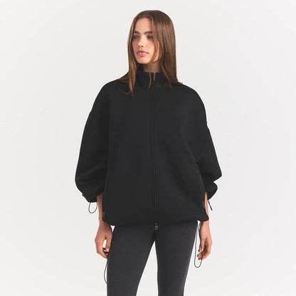 Neoprene Outerwear Oversized Mock Neck Jacket