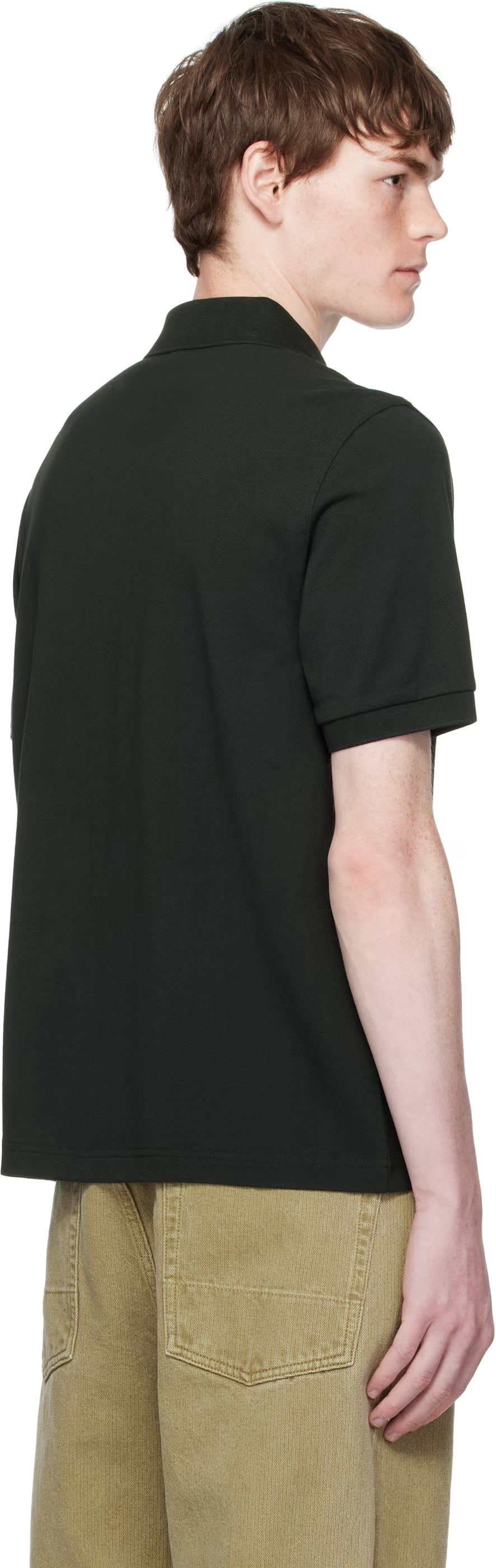 Green Chenille Tape Button Through Polo Shirt