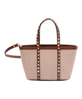 Brown Leather Shoulder Bag with Studs